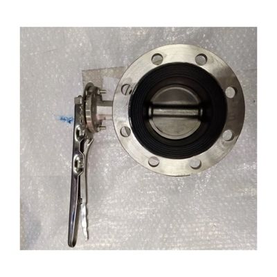 Válvula borboleta de dupla flange de manobra de aço inoxidável para meios de produção de óleo e industriais