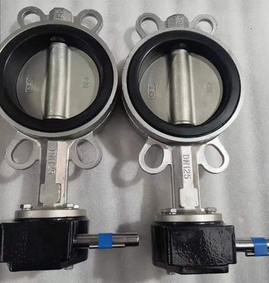 Valva de borboleta de aço inoxidável de aço carbono tipo wafer com assento elástico de PTFE EPDM