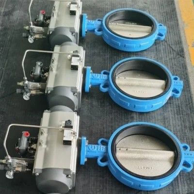 Manual de baixa temperatura PN16 PN25 DN40-DN400 300LB Metal Hard Seal Pneumatic Wafer Butterfly Valve