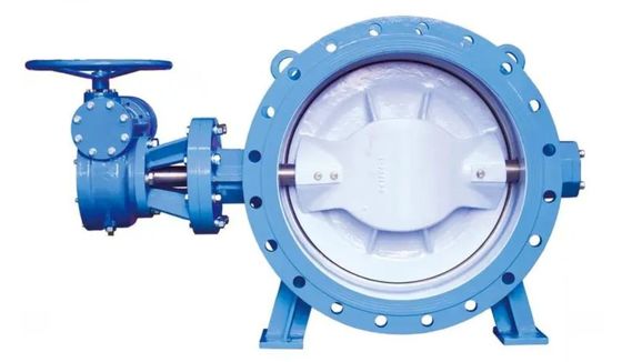 Função manual de válvula de borboleta de flange excêntrica dupla para meios de temperatura média