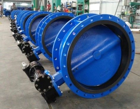 Função manual de válvula de borboleta de flange excêntrica dupla para meios de temperatura média