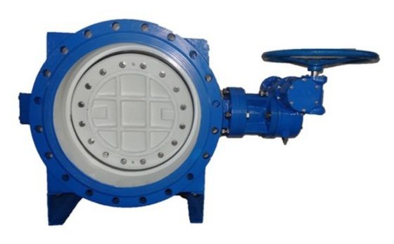 Função manual de válvula de borboleta de flange excêntrica dupla para meios de temperatura média
