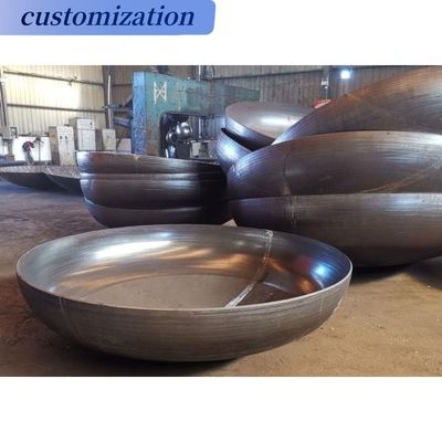 Capa de caldeira torisférica de recipiente de aço, cabeças de tanque com flanges e conexão de soldagem circular