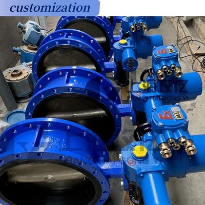 Valva de borboleta de dupla flange de corpo de ferro dúctil DN500 para aplicações industriais