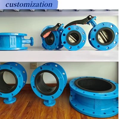 Valva de borboleta de dupla flange de corpo de ferro dúctil DN500 para aplicações industriais