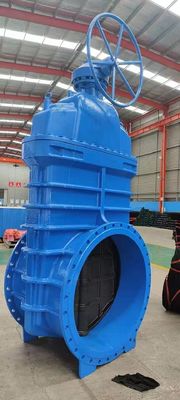 Válvula de porta de flanco elétrica com assento resistente DN900 NRS EPDM Wedge Cast Iron Pn16