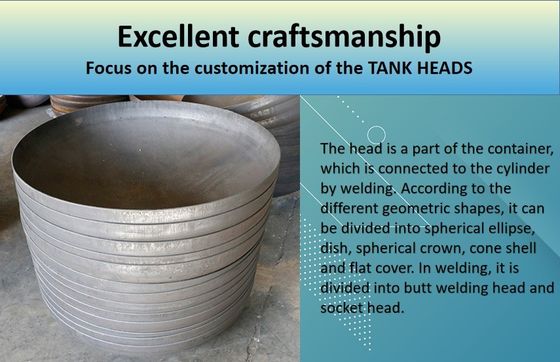 Cabeça de tanque de armazenamento de água de aço inoxidável industrial com tampa de extremidade circular