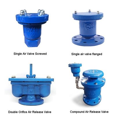 Válvula de liberação de ar de orifício único ISO/DIN/BS para água de ferro fundido flexível com flanges Pn16