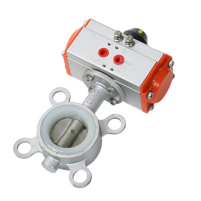 Válvula de borboleta pneumática com manobra pneumática de aço inoxidável