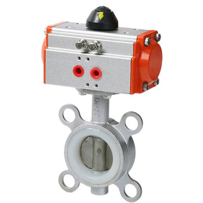 Válvula de borboleta pneumática com manobra pneumática de aço inoxidável
