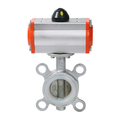 Válvula de borboleta pneumática com manobra pneumática de aço inoxidável