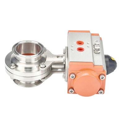 Operação manual Tipo de pinça pneumática de aço inoxidável 304 válvula sanitária borboleta