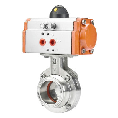 Material de vedação EPDM PTFE 2 polegadas Tri Clamp Sanitary Butterfly Valve com atuador pneumático