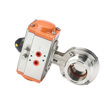 Material de vedação EPDM PTFE 2 polegadas Tri Clamp Sanitary Butterfly Valve com atuador pneumático