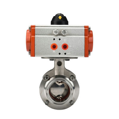 Material de vedação EPDM PTFE 2 polegadas Tri Clamp Sanitary Butterfly Valve com atuador pneumático